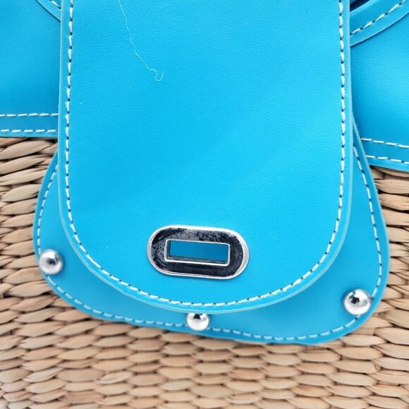 Coldwater Creek straw and blue leather handbag Coldwater Creek - Picture 8 of 8